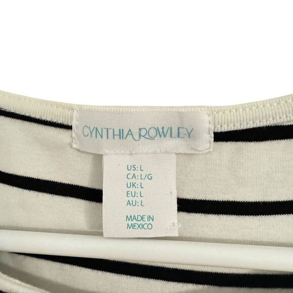 Cynthia Rowley Women's LARGE TJX Stripped Sleeveless Dress Black White Boat Neck - Picture 5 of 6